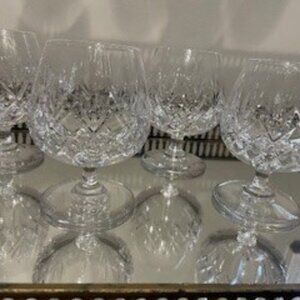 Four Gorgeous Atlantis Meridian Pattern Lead Crystal Brandy Snifters
